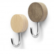 Hooks Magnetic, Set of 2, WOOD, Ø 2,5 cm x H 4,5 cm, Valnut / Nature Hooks Magnetic, Set of 2, WOOD, Ø 2,5 cm x H 4,5 cm, Valnut / Nature
