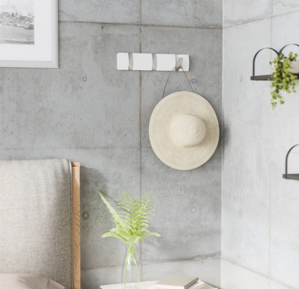 Hook Rack, UMBRA FLIP 3 HOOK, White / Nickel in the group Storage / Hallway storage / Hooks and hangers at SmartaSaker.se (41562)