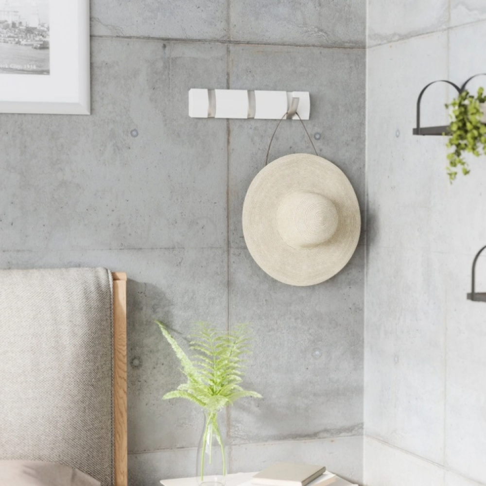 Hook Rack, UMBRA FLIP 3 HOOK, White / Nickel in the group Storage / Hallway storage / Hooks and hangers at SmartaSaker.se (41562)