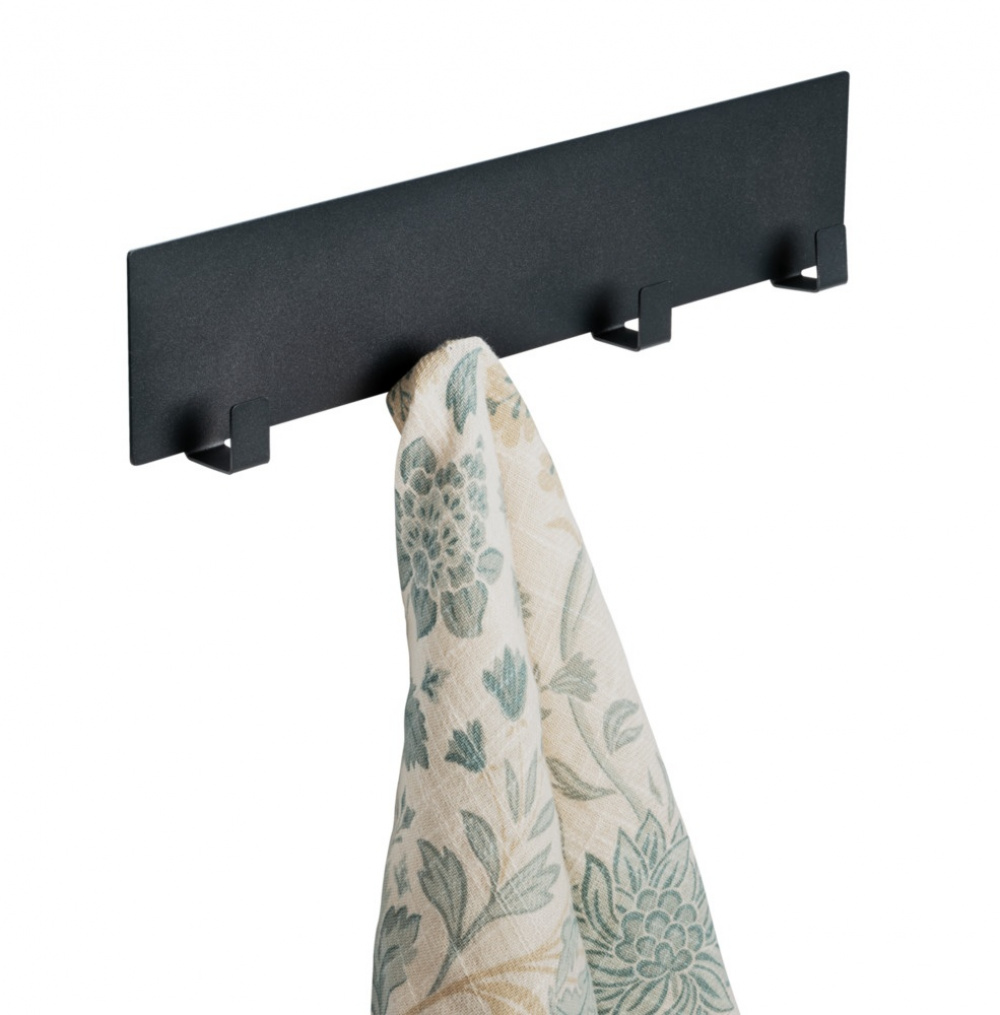 Four hook, Self-adhesive & magnetic, BLACK HOOK RAIL, 30 x 2 x H 6,5, Black in the group Storage / Magnets and adhesives / Magnetic Hooks at SmartaSaker.se (41575)