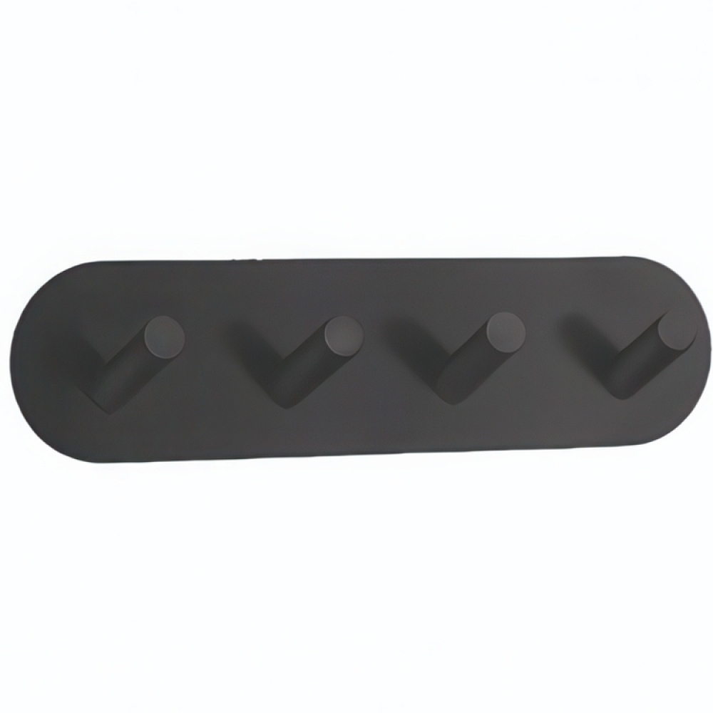 Four hook, Self-adhesive, BESLAGSBODEN, 19,2 x H 4,8 cm, Black in the group Storage / Magnets and adhesives / Self-adhesive hooks at SmartaSaker.se (41577)