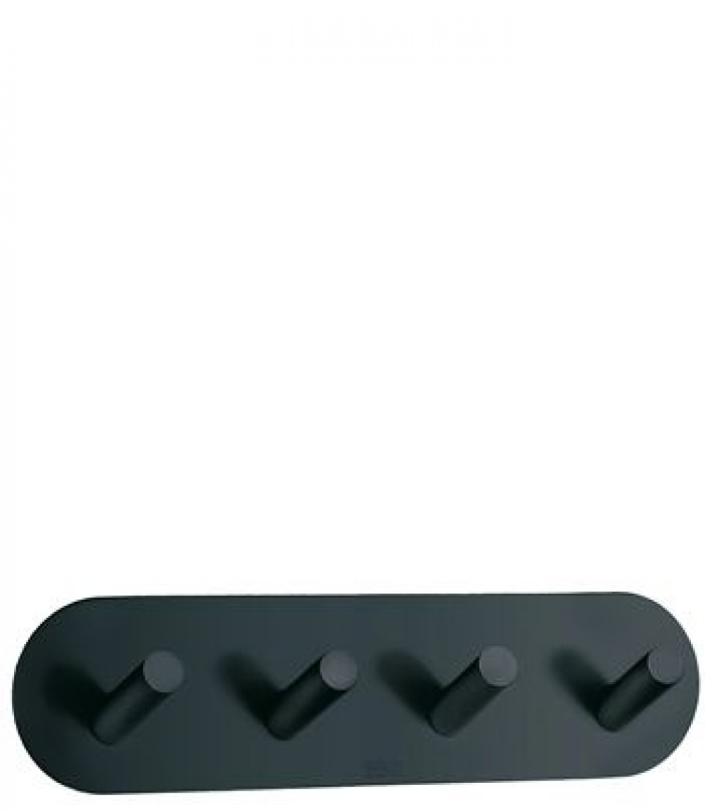 Four hook, Self-adhesive, BESLAGSBODEN, 19,2 x H 4,8 cm, Black in the group Storage / Magnets and adhesives / Self-adhesive hooks at SmartaSaker.se (41577)