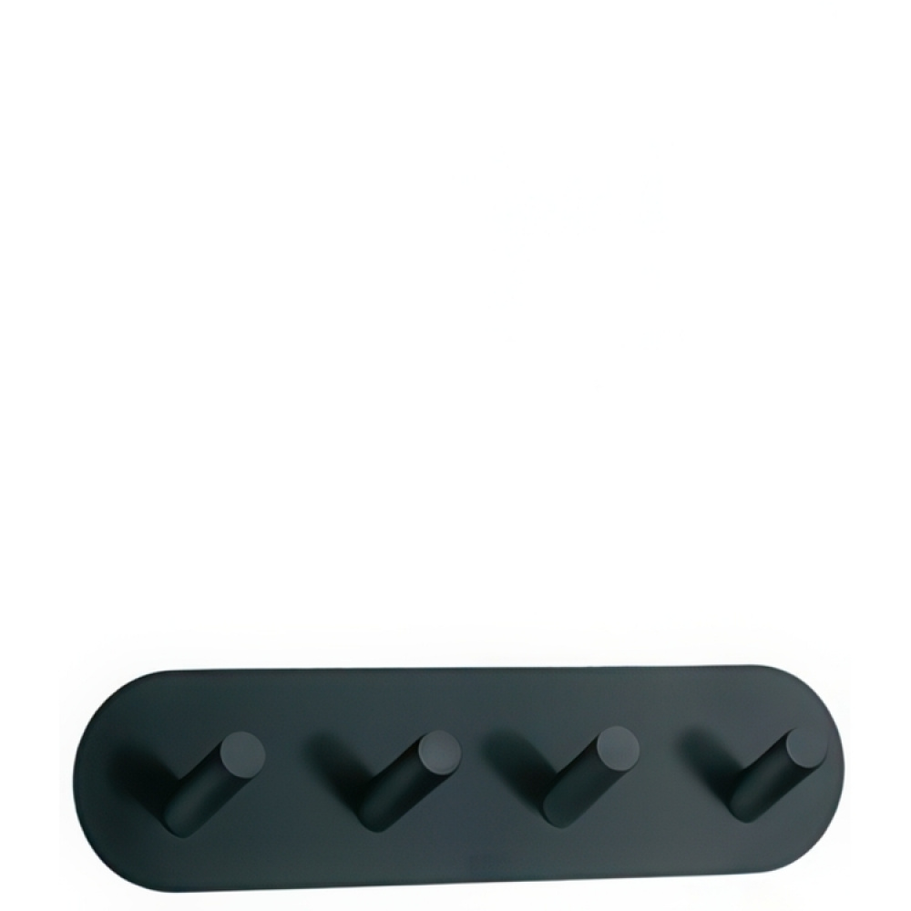 Four hook, Self-adhesive, BESLAGSBODEN, 19,2 x H 4,8 cm, Black in the group Storage / Magnets and adhesives / Self-adhesive hooks at SmartaSaker.se (41577)