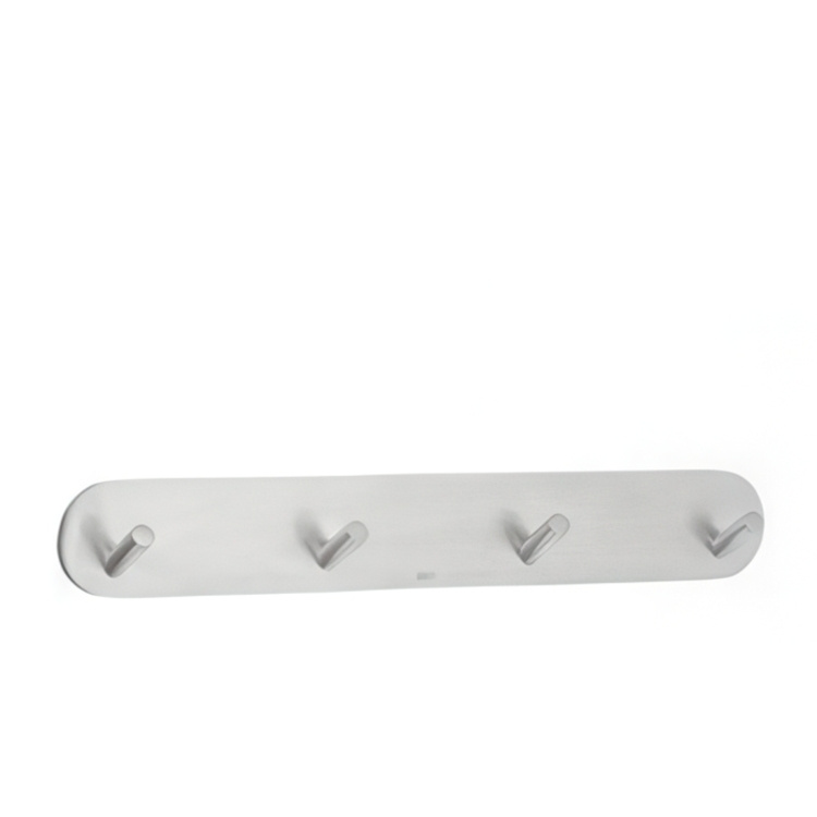 Four hook, Self-adhesive, BESLAGSBODEN, 21 x H 3 cm, Brushed stainless steel in the group Storage / Hallway storage / Hooks and hangers at SmartaSaker.se (41578)