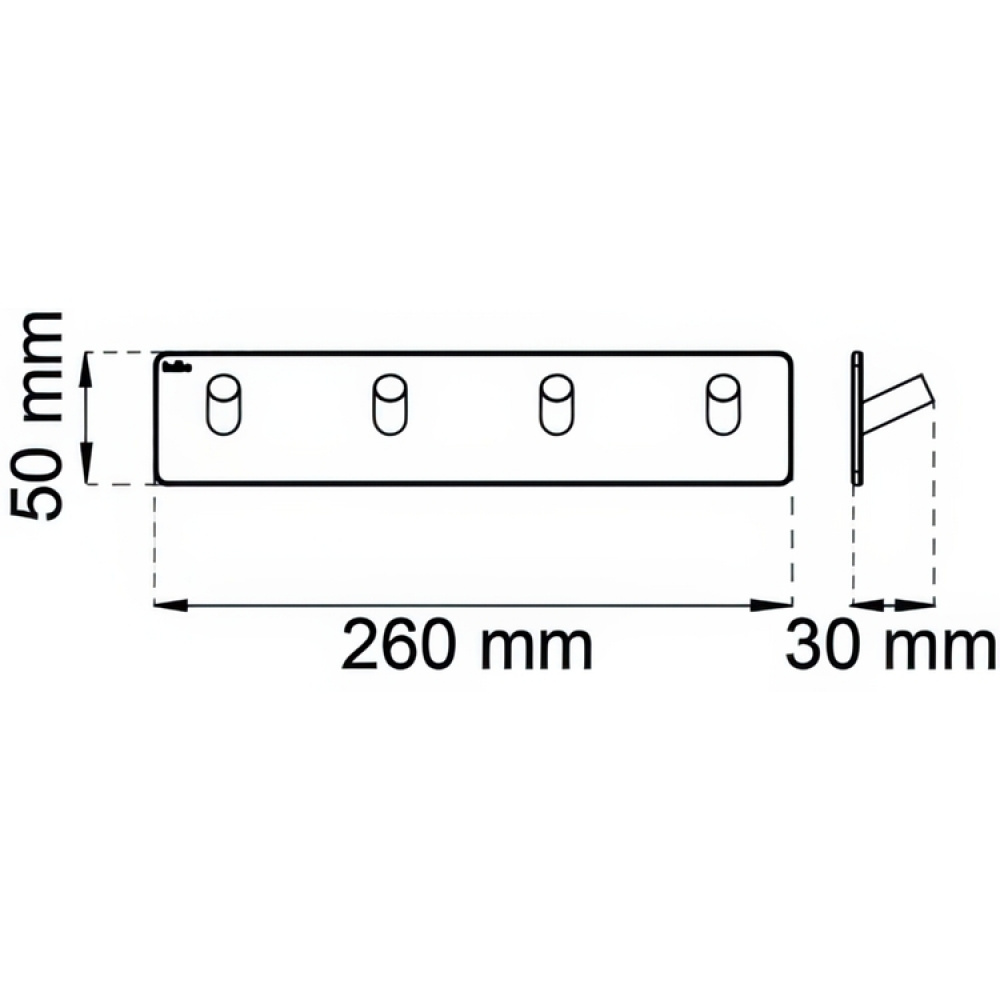 Hook strip, 4 hooks, Self-adhesive, Angular, HABO EDGE, 26 x H 5 cm in the group Storage / Magnets and adhesives / Self-adhesive hooks at SmartaSaker.se (41580)