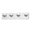 Hook strip, 4 hooks, Self-adhesive, Angular, HABO EDGE, 26 x H 5 cm