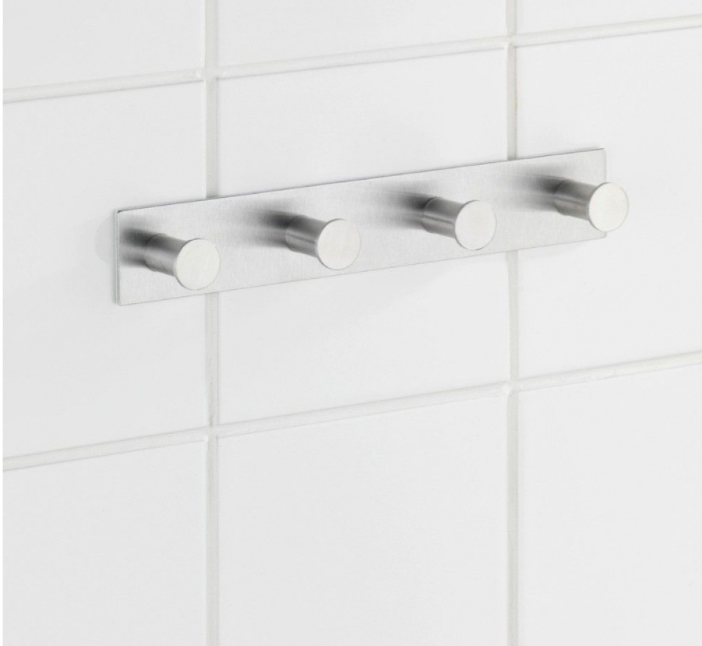 Hook Strip, Four hook, Self-adhesive, Metal, CELANO QUADRO, Silver in the group Storage / Magnets and adhesives / Self-adhesive hooks at SmartaSaker.se (41581)