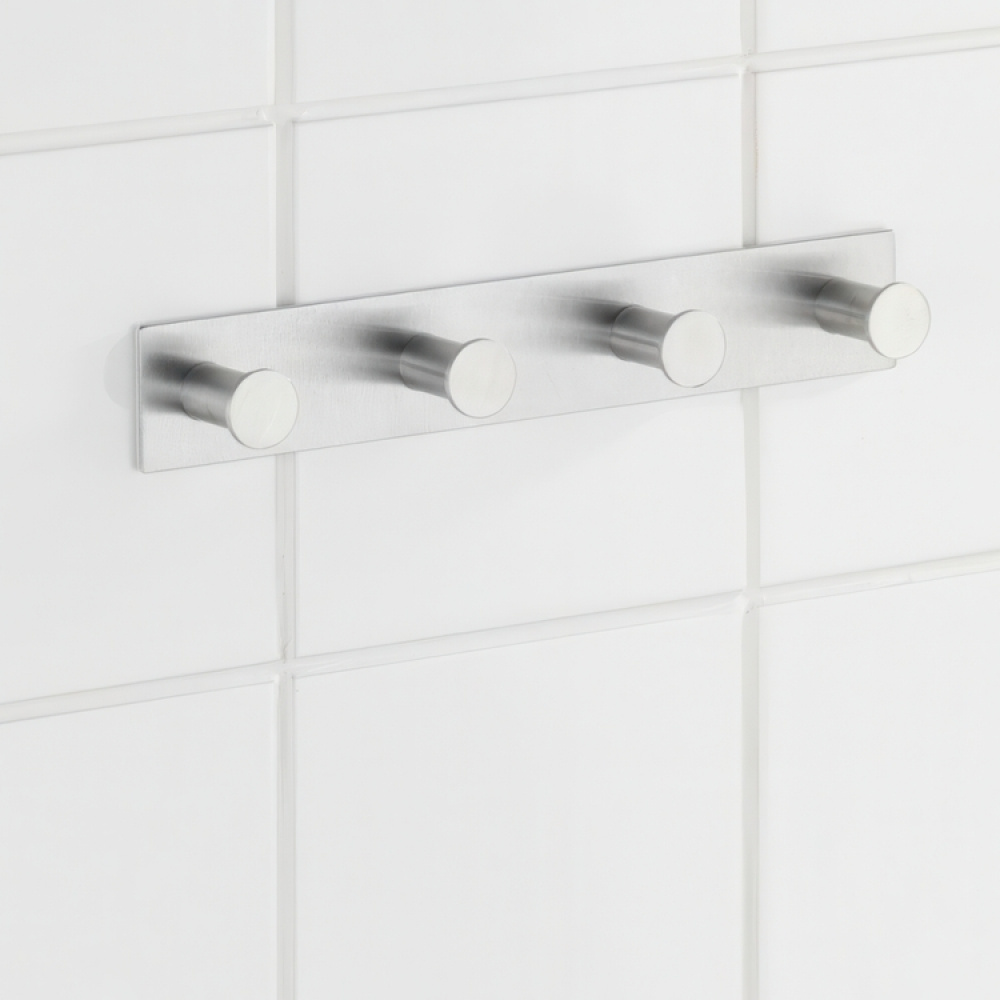 Hook Strip, Four hook, Self-adhesive, Metal, CELANO QUADRO, Silver in the group Storage / Magnets and adhesives / Self-adhesive hooks at SmartaSaker.se (41581)