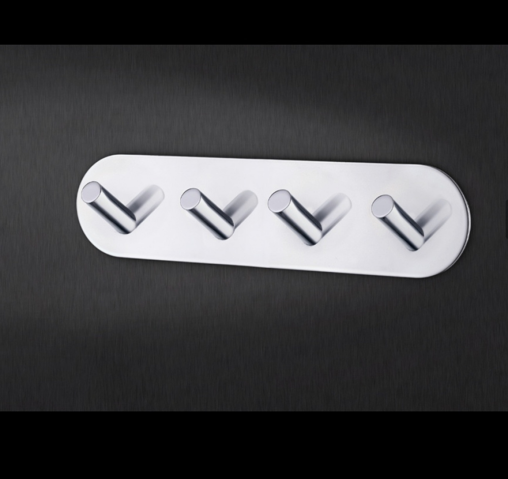 Four hook, Self-adhesive, Round, BESLAGSBODEN, 19 x H 4,8 cm, Chrome in the group Storage / Magnets and adhesives / Self-adhesive hooks at SmartaSaker.se (41583)