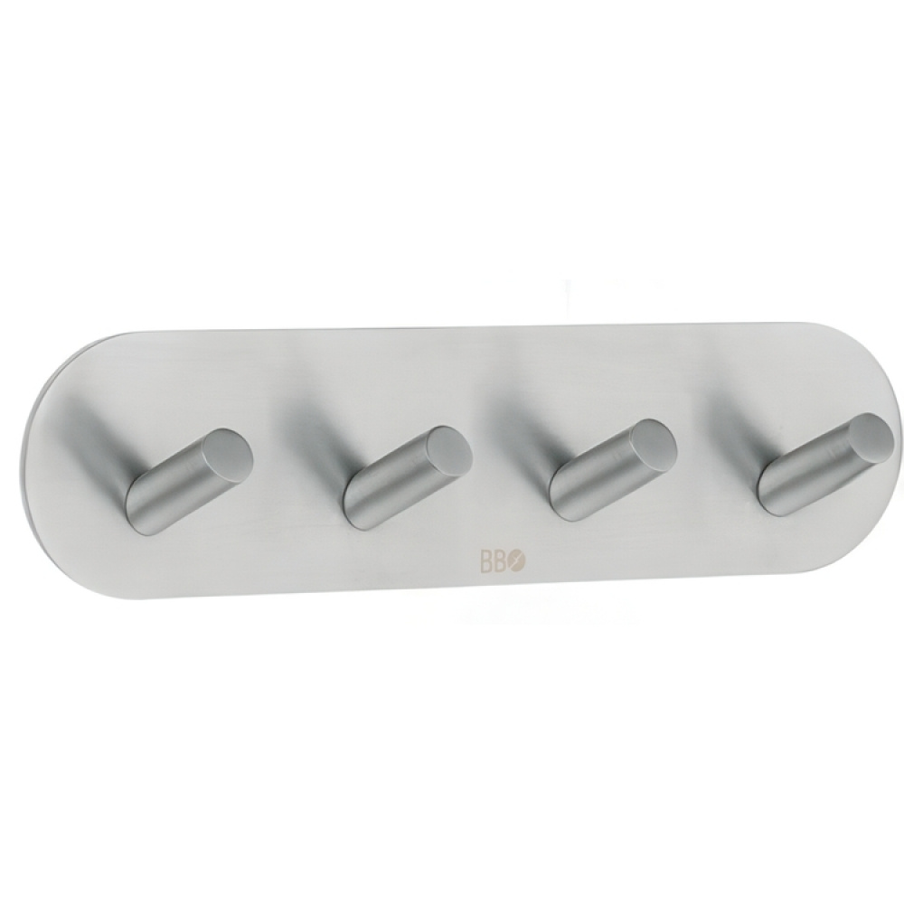 Four hook, Self-adhesive, Round, BESLAGSBODEN, 19,2 x H 4,8 cm, Brushed stainless steel in the group Storage / Magnets and adhesives / Self-adhesive hooks at SmartaSaker.se (41584)