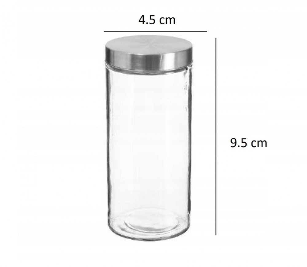 Jars with Metal Lid, Set of 6, GLASS SPICE POTS, Ø 4,5 x H 9,5 cm, Clear / Silver in the group Storage / Kitchen storage / Kitchen cabinet organizers at SmartaSaker.se (41591)
