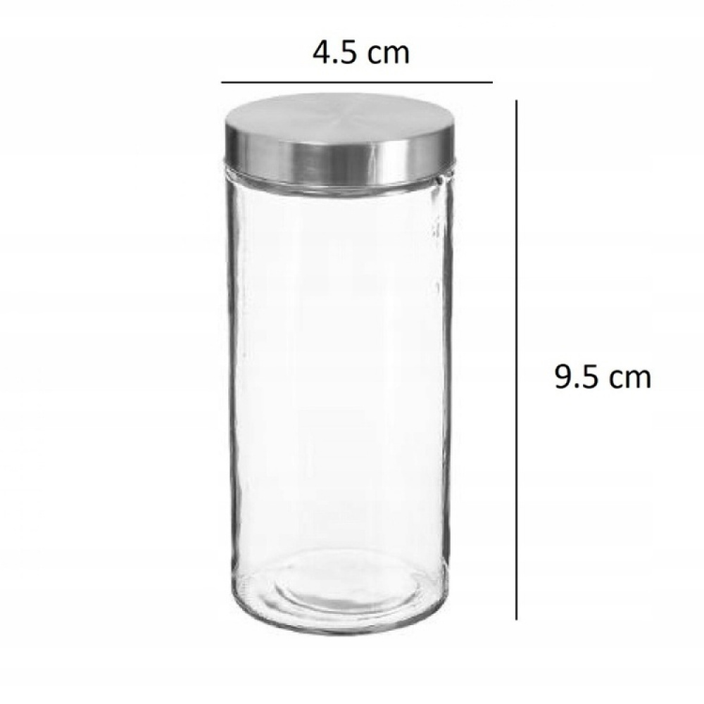 Jars with Metal Lid, Set of 6, GLASS SPICE POTS, Ø 4,5 x H 9,5 cm, Clear / Silver in the group Storage / Kitchen storage / Kitchen cabinet organizers / Spice racks at SmartaSaker.se (41591)