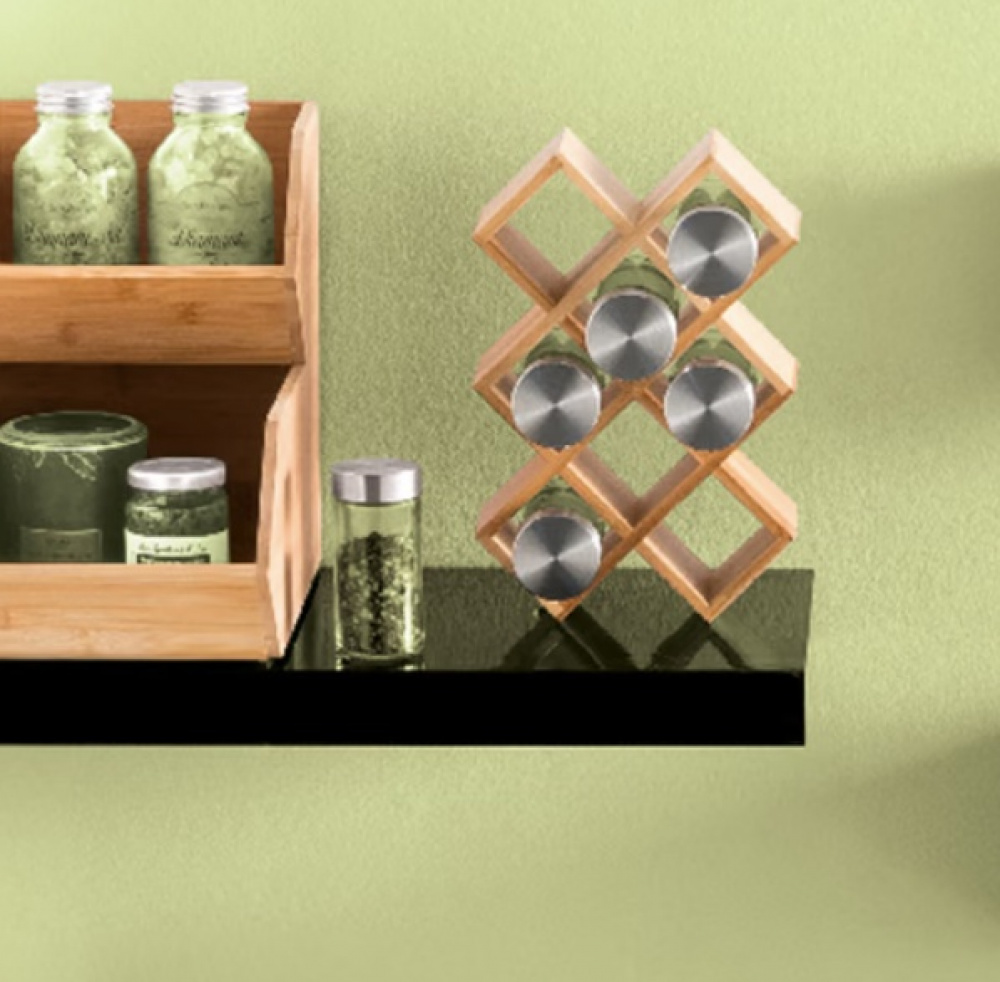 Jars with Metal Lid, Set of 6, GLASS SPICE POTS, Ø 4,5 x H 9,5 cm, Clear / Silver in the group Storage / Kitchen storage / Kitchen cabinet organizers at SmartaSaker.se (41591)