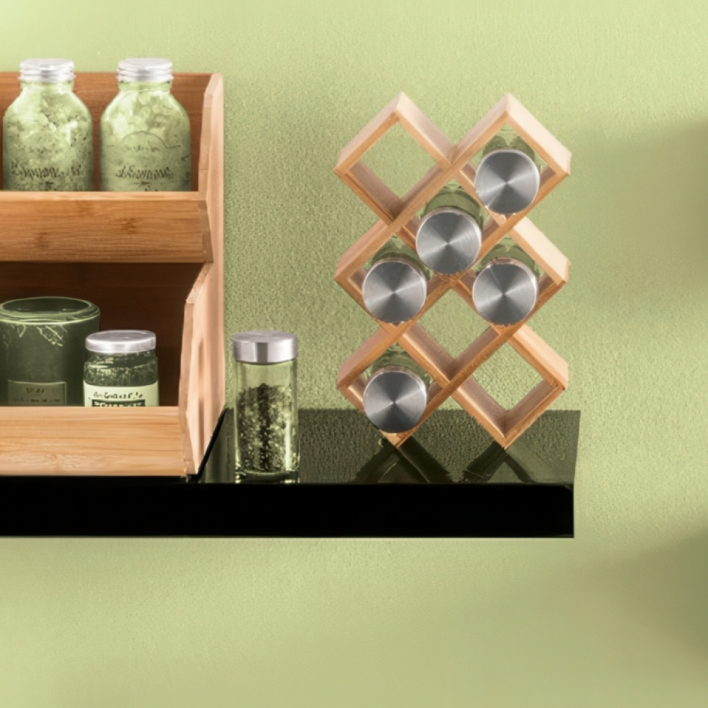Jars with Metal Lid, Set of 6, GLASS SPICE POTS, Ø 4,5 x H 9,5 cm, Clear / Silver in the group Storage / Kitchen storage / Kitchen cabinet organizers / Spice racks at SmartaSaker.se (41591)