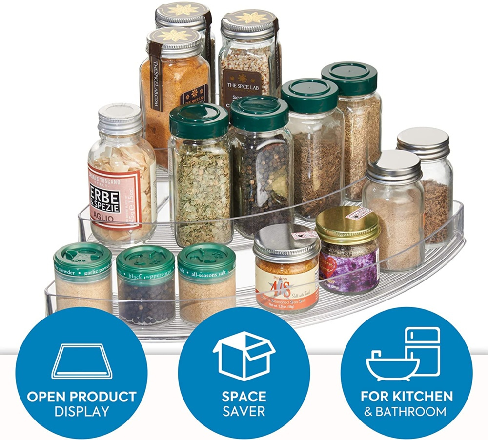 Spice Rack for corners, 3-Tiered, STADIUM, 35,5 x x 25,5 x H 10 cm, Transparent in the group Storage / Kitchen storage / Kitchen cabinet organizers at SmartaSaker.se (41592)