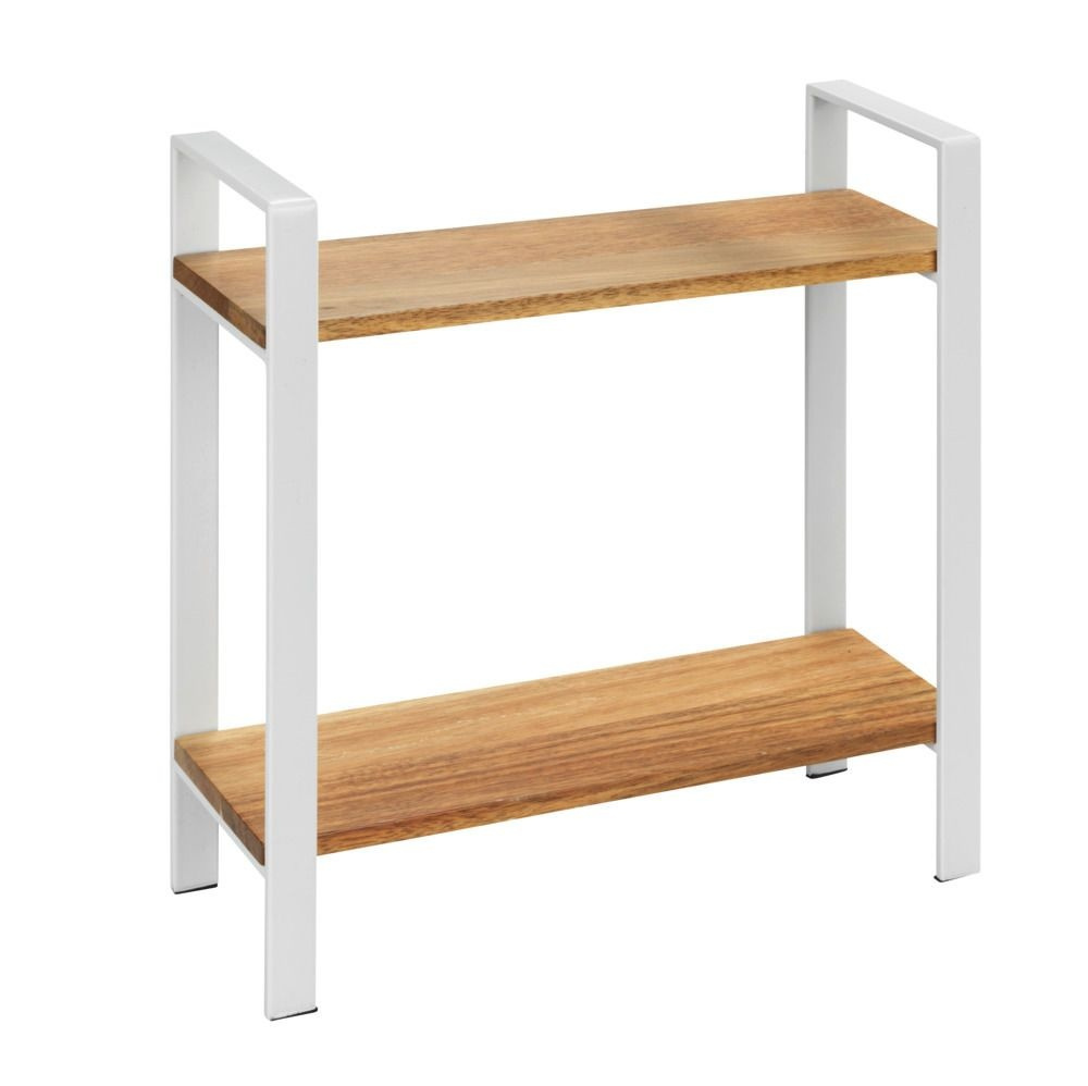 Shelf for spices, ACACIA DOUBLE SHELF, 32 x 11 x H 33 cm, White / Brown in the group Storage / Kitchen storage / Kitchen cabinet organizers at SmartaSaker.se (41593)