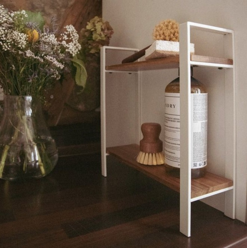 Shelf for spices, ACACIA DOUBLE SHELF, 32 x 11 x H 33 cm, White / Brown in the group Storage / Kitchen storage / Kitchen cabinet organizers at SmartaSaker.se (41593)