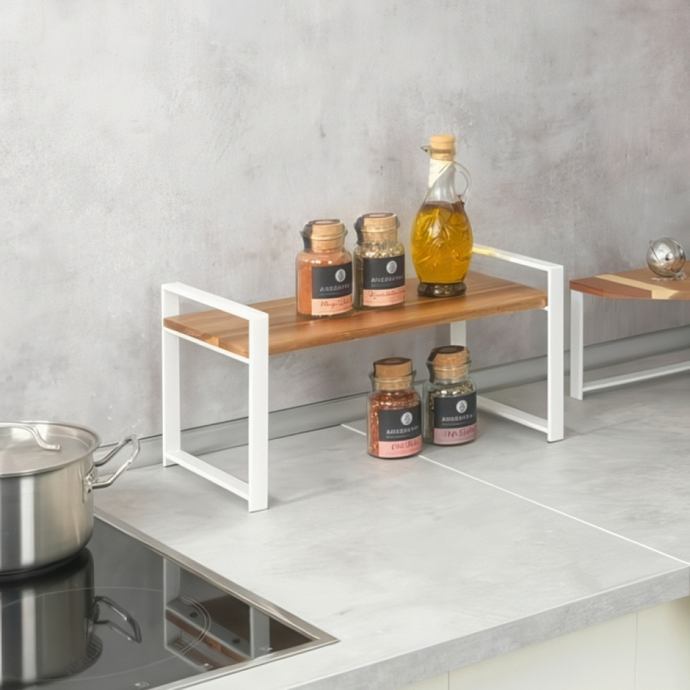 Shelf for spices, ACACIA SINGLE SHELF, 40 x 20 x H 20 cm, White / Brown in the group Storage / Kitchen storage / Kitchen cabinet organizers at SmartaSaker.se (41594)