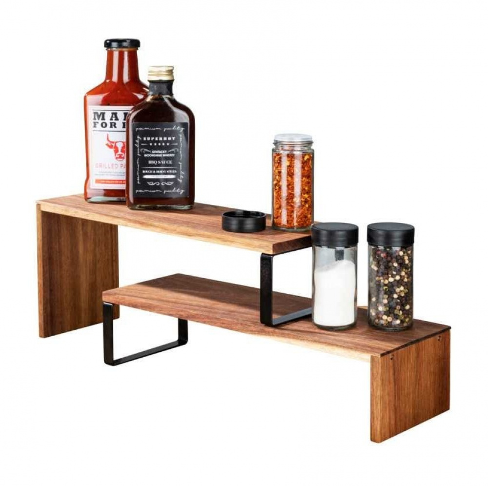 Shelf, 2 parts, ACACIA VALI SHELF, Brown / Black in the group Storage / Kitchen storage / Kitchen cabinet organizers / Spice racks at SmartaSaker.se (41596)