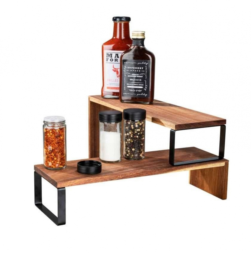 Shelf, 2 parts, ACACIA VALI SHELF, Brown / Black in the group Storage / Kitchen storage / Kitchen cabinet organizers / Spice racks at SmartaSaker.se (41596)