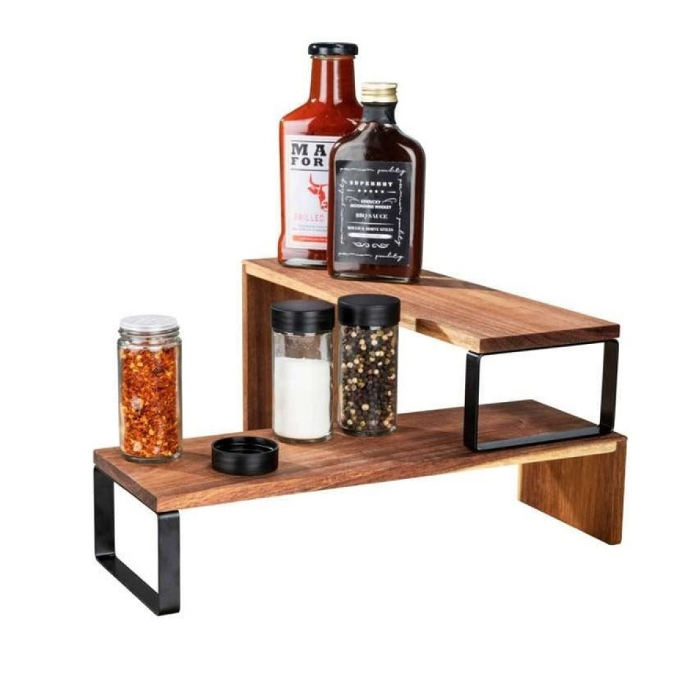 Shelf, 2 parts, ACACIA VALI SHELF, Brown / Black in the group Storage / Kitchen storage / Kitchen cabinet organizers / Spice racks at SmartaSaker.se (41596)