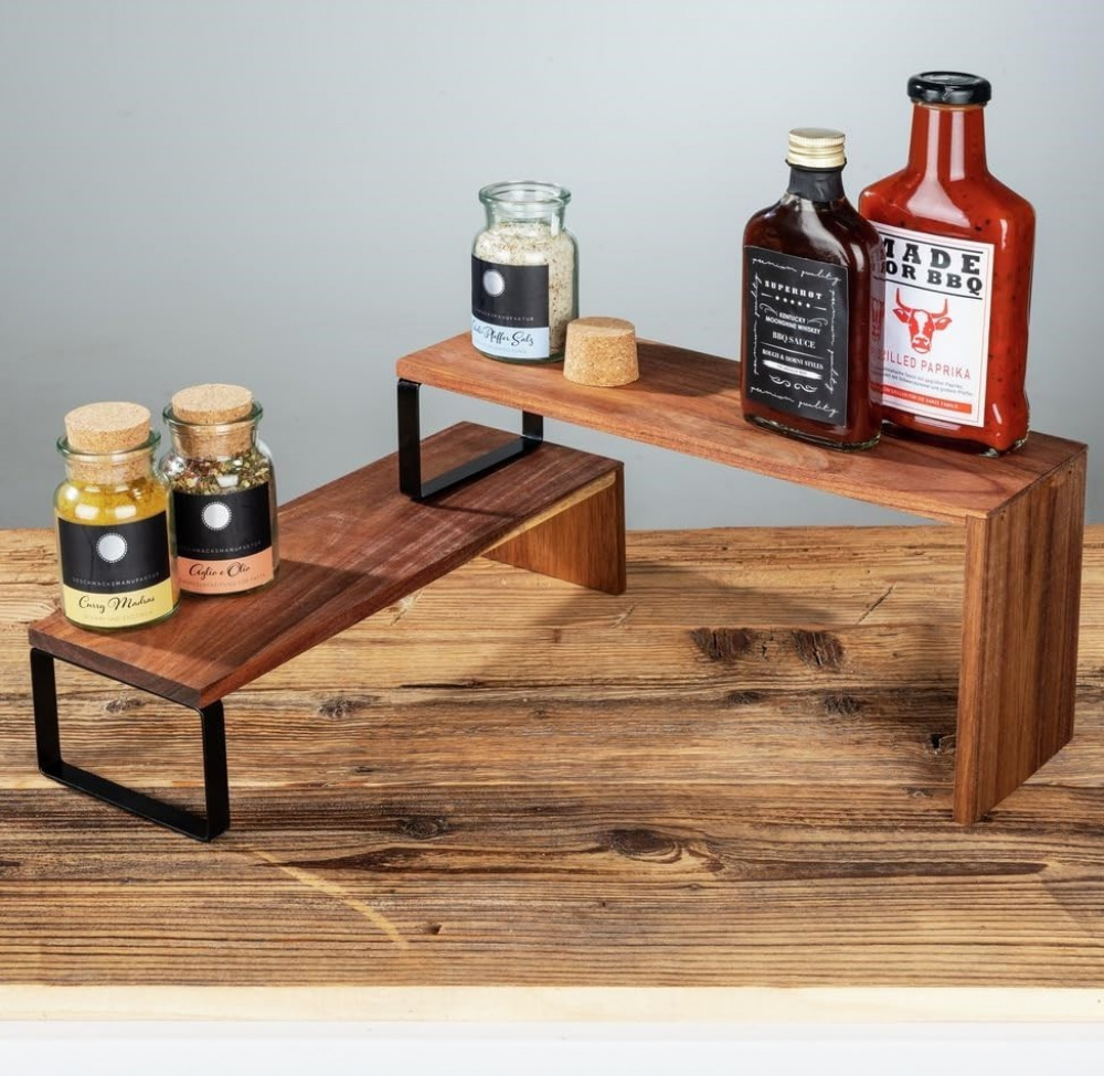 Shelf, 2 parts, ACACIA VALI SHELF, Brown / Black in the group Storage / Kitchen storage / Kitchen cabinet organizers / Spice racks at SmartaSaker.se (41596)
