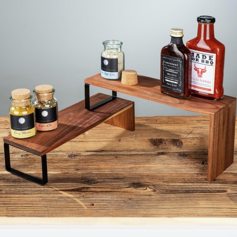 Shelf, 2 parts, ACACIA VALI SHELF, Brown / Black in the group Storage / Kitchen storage / Kitchen cabinet organizers / Spice racks at SmartaSaker.se (41596)
