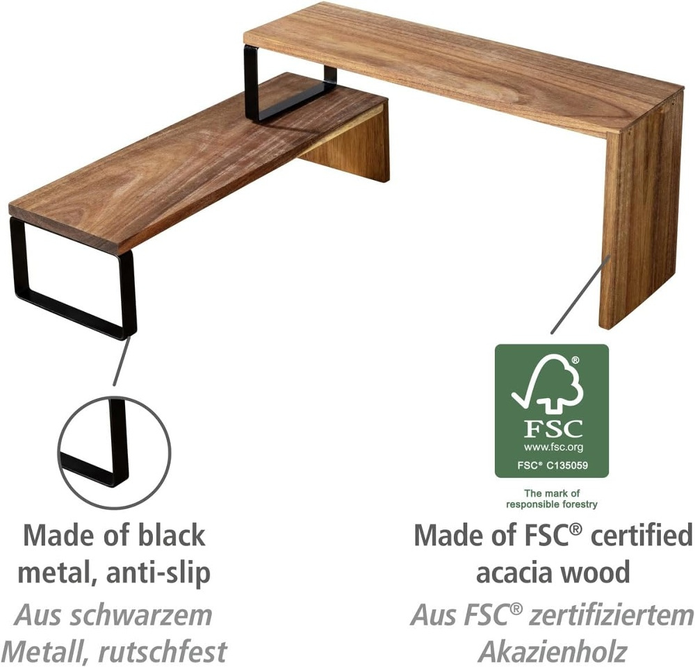 Shelf, 2 parts, ACACIA VALI SHELF, Brown / Black in the group Storage / Kitchen storage / Kitchen cabinet organizers / Spice racks at SmartaSaker.se (41596)