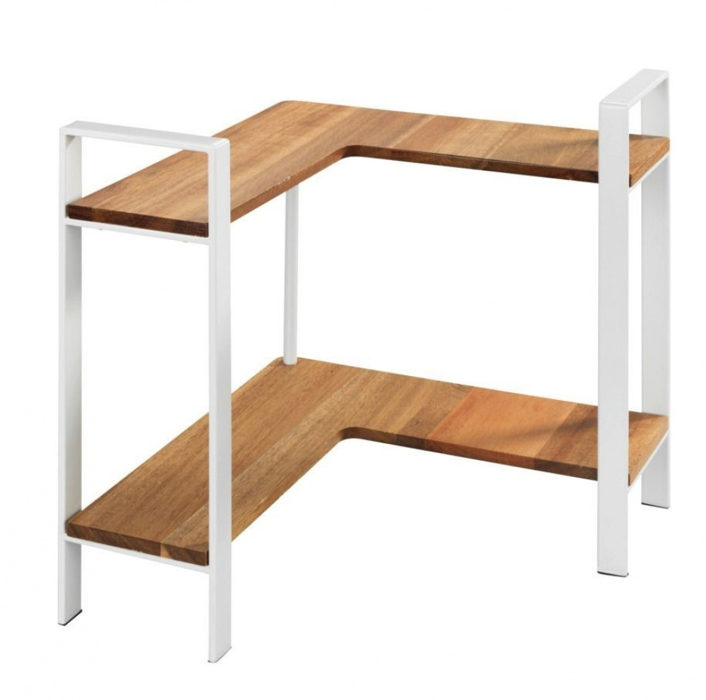 Shelf for spices, ACACIA CORNER SHELF, 30 x 30 x H 33 cm, White / Brown in the group Storage / Kitchen storage at SmartaSaker.se (41597)