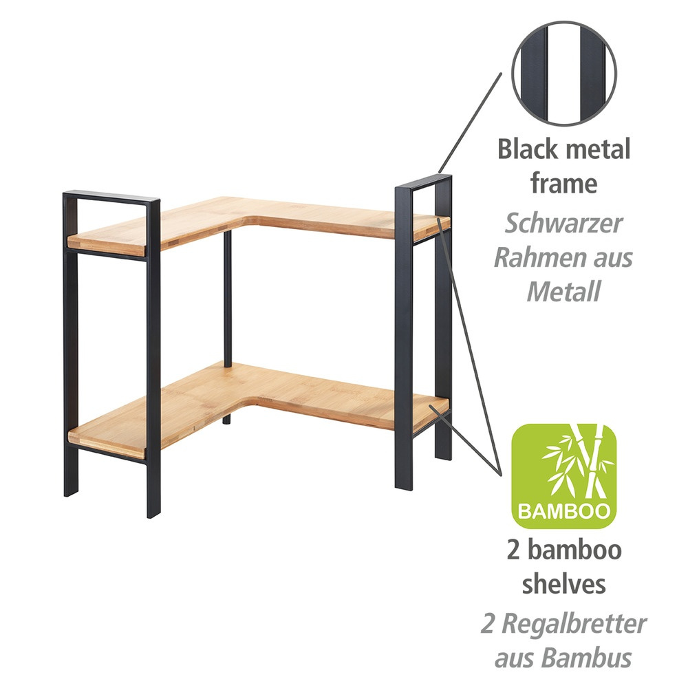 Shelf for spices, LOU CORNER SHELF, 30 x 30 x H 33 cm, Black and Bamboo in the group Storage / Kitchen storage at SmartaSaker.se (41598)