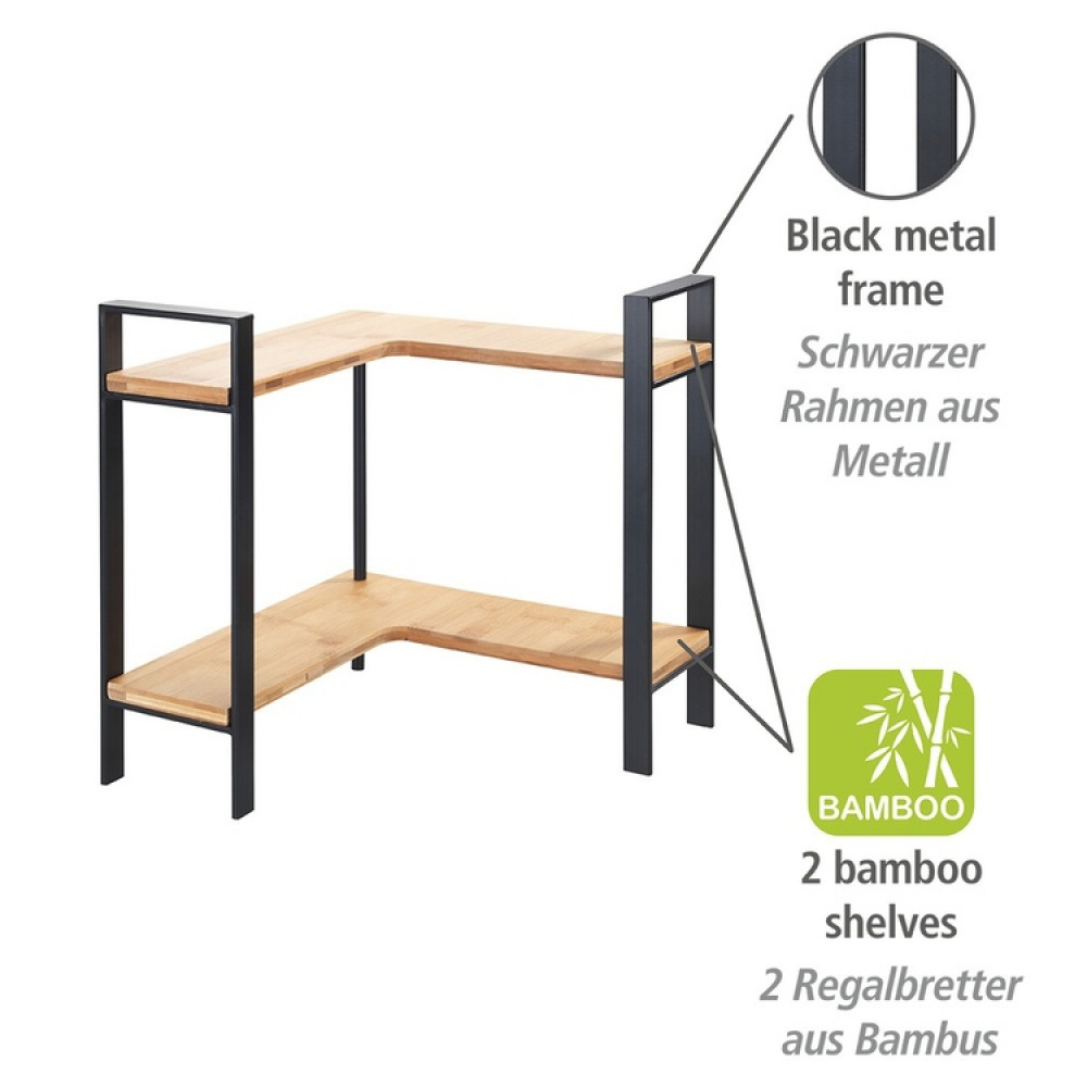 Shelf for spices, LOU CORNER SHELF, 30 x 30 x H 33 cm, Black and Bamboo in the group Storage / Kitchen storage at SmartaSaker.se (41598)