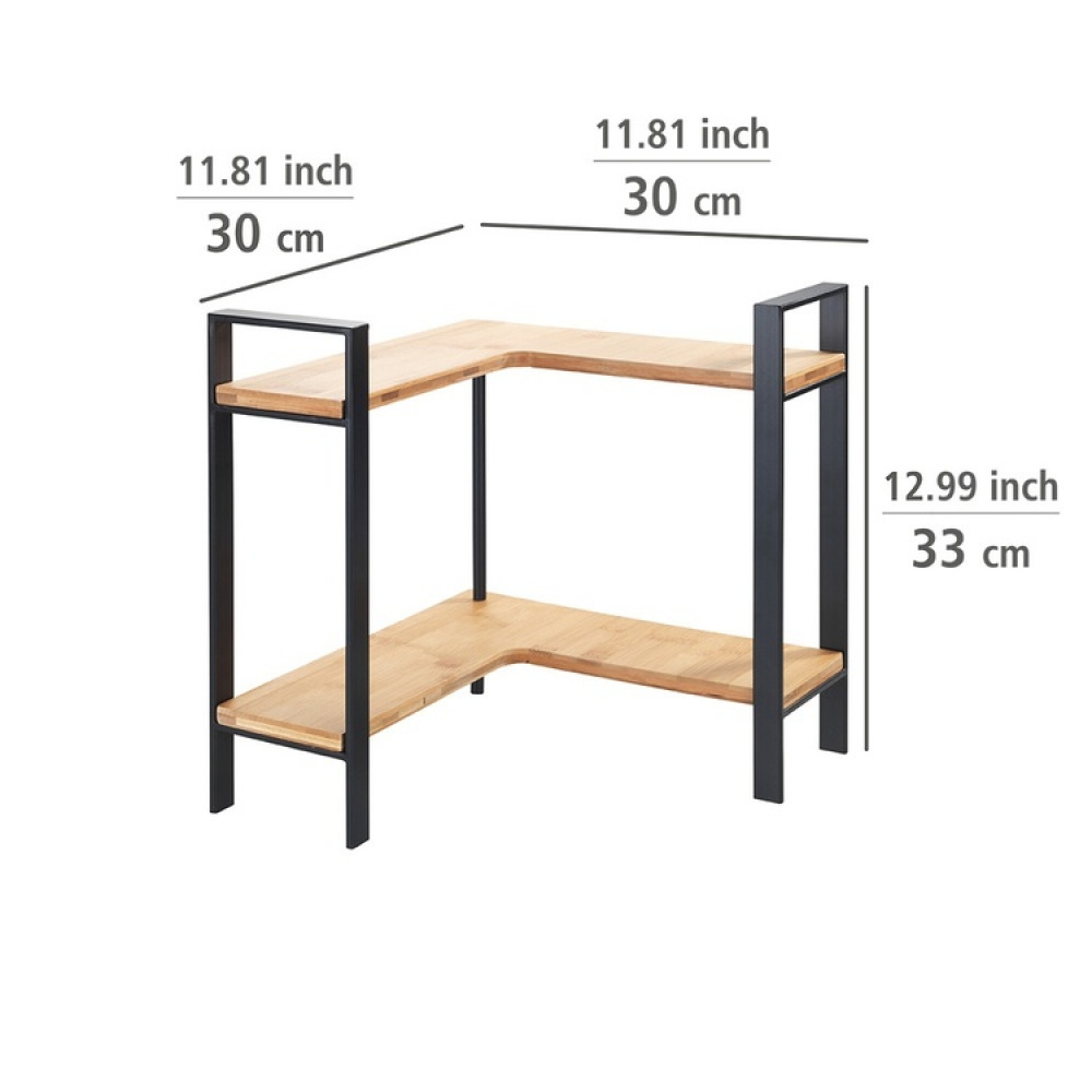 Shelf for spices, LOU CORNER SHELF, 30 x 30 x H 33 cm, Black and Bamboo in the group Storage / Kitchen storage at SmartaSaker.se (41598)