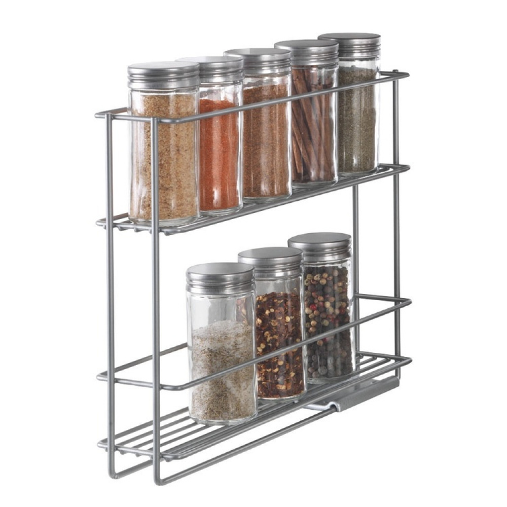 Spice Rack, SLIDE-OUT, 28 x 6 x H 22 cm, Silver in the group Storage / Kitchen storage / Kitchen cabinet organizers / Spice racks at SmartaSaker.se (41600)