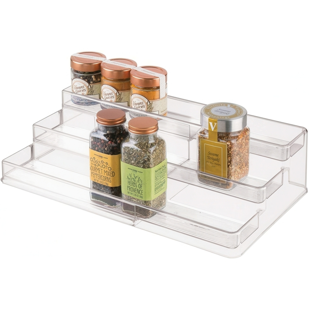 Spice Rack, Expandable, 3-Tiered, ID CABINET ORGANIZER, 42,5 to 66,5 cm, Transparent in the group Storage / Kitchen storage / Kitchen cabinet organizers at SmartaSaker.se (41602)