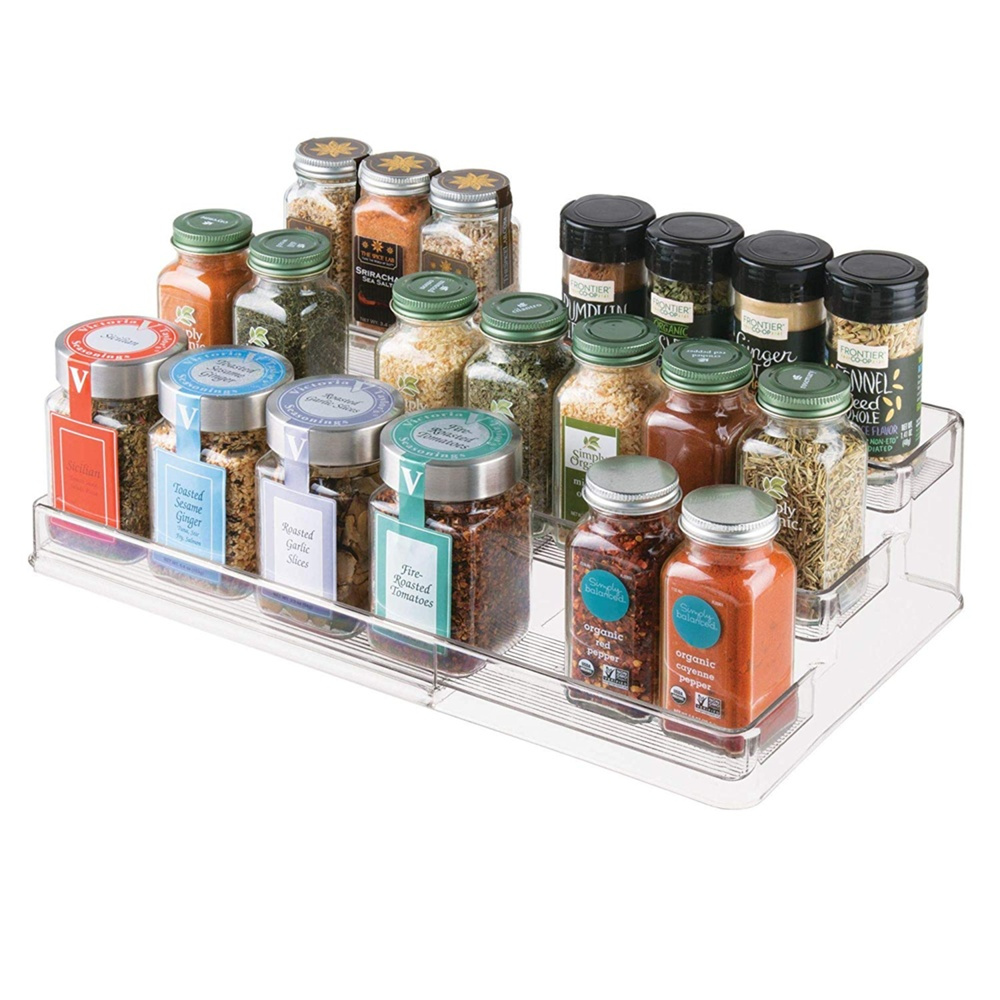 Spice Rack, Expandable, 3-Tiered, ID CABINET ORGANIZER, 42,5 to 66,5 cm, Transparent in the group Storage / Kitchen storage / Kitchen cabinet organizers / Spice racks at SmartaSaker.se (41602)
