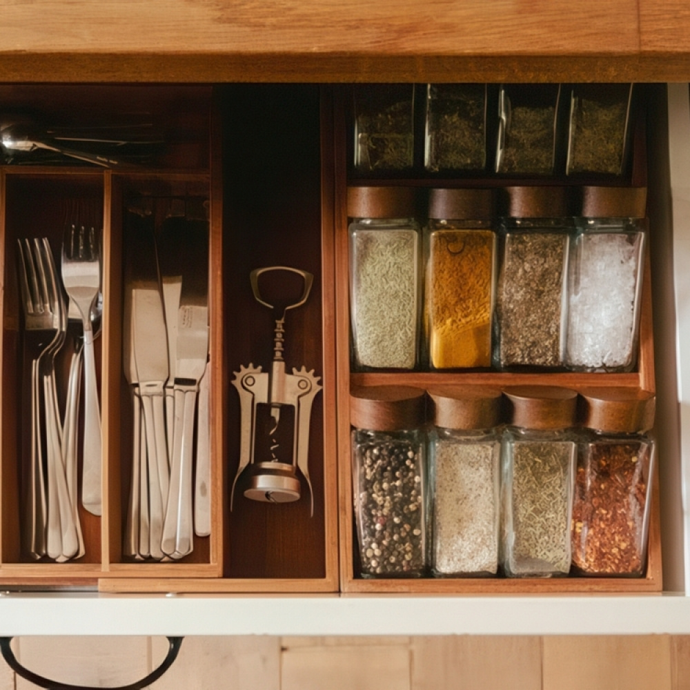 Drawer Insert, BAMBOO SPICE RACK, 20 x 38 x H 6 cm, Brown in the group Storage / Kitchen storage / Kitchen cabinet organizers / Spice racks at SmartaSaker.se (41607)