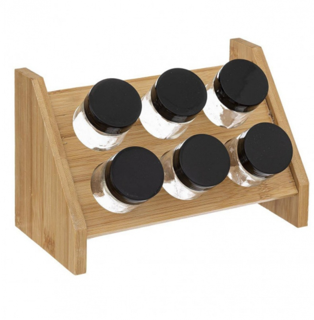 Spice rack with 6 Bottles, BAMBOO, Natural in the group Storage / Kitchen storage at SmartaSaker.se (41609)