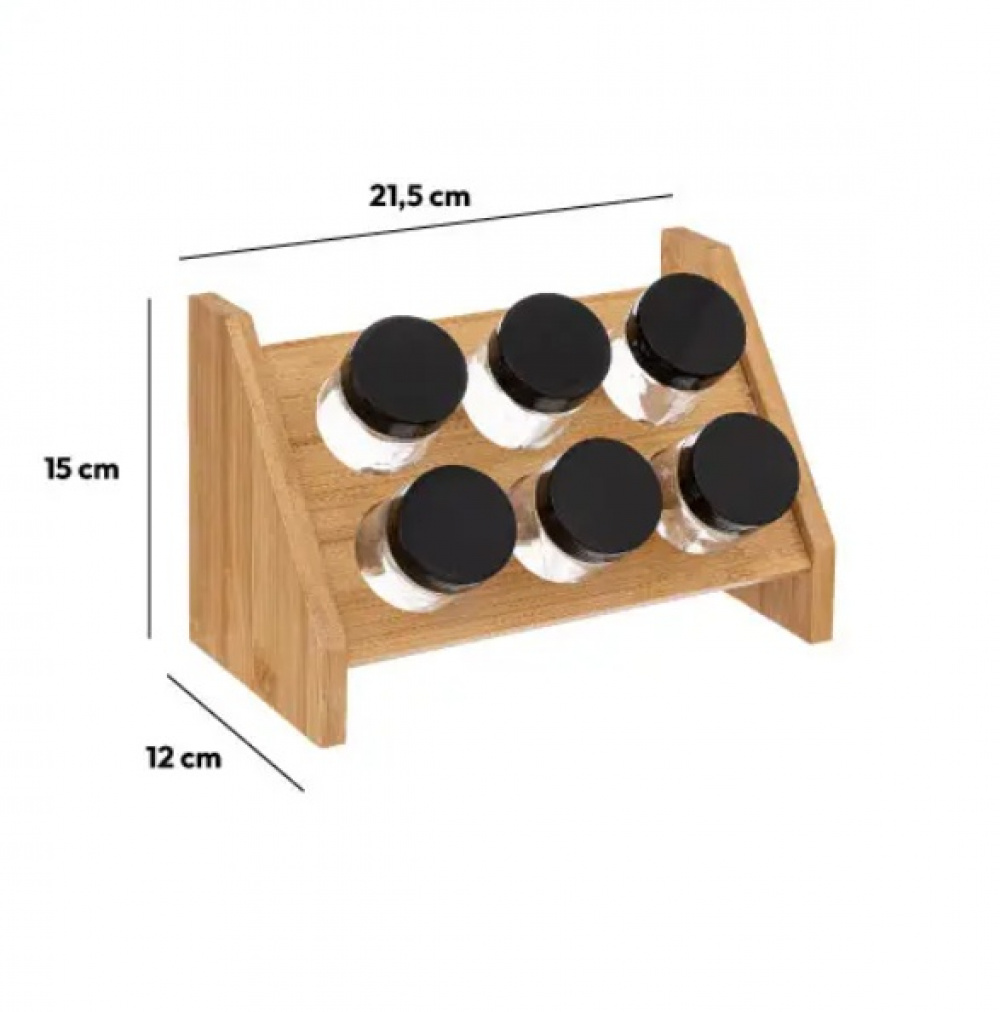 Spice rack with 6 Bottles, BAMBOO, Natural in the group Storage / Kitchen storage at SmartaSaker.se (41609)