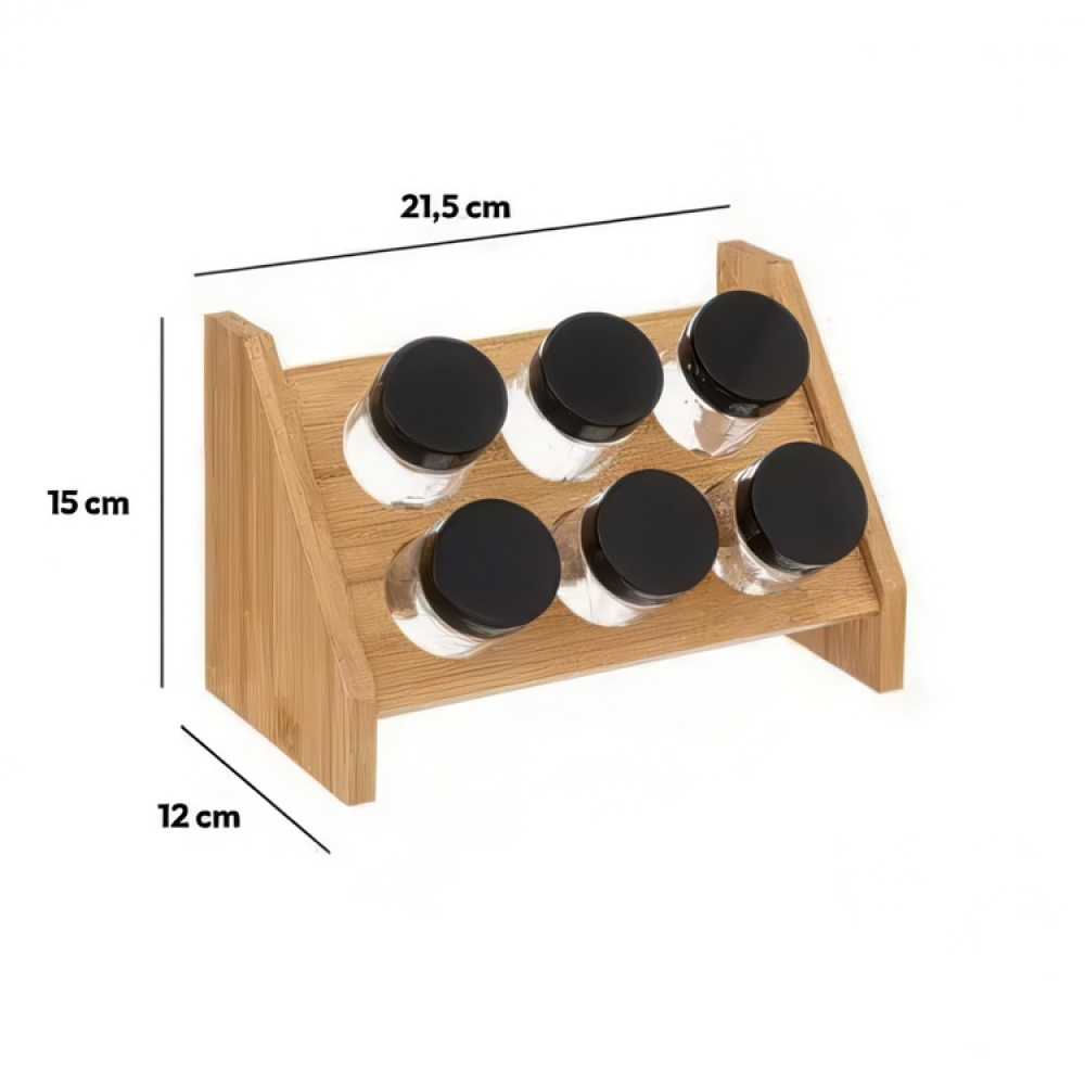 Spice rack with 6 Bottles, BAMBOO, Natural in the group Storage / Kitchen storage / Kitchen cabinet organizers / Spice racks at SmartaSaker.se (41609)