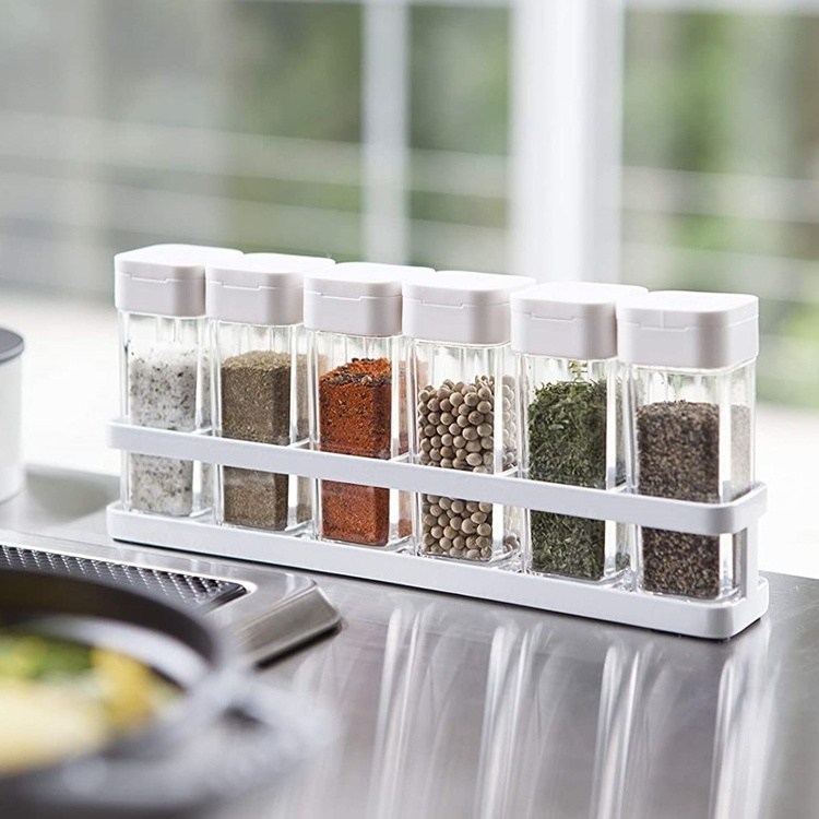 Spice rack with 6 Bottles, TOWER, Yamazaki, White / Clear in the group Storage / Kitchen storage / Kitchen cabinet organizers / Spice racks at SmartaSaker.se (41610)