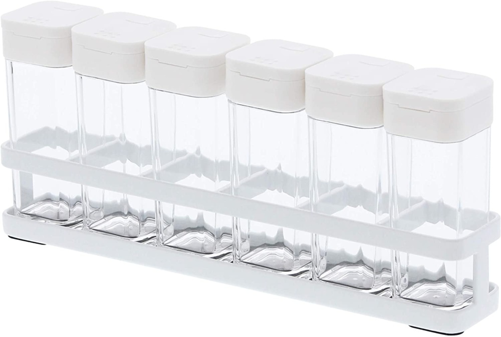 Spice rack with 6 Bottles, TOWER, Yamazaki, White / Clear in the group Storage / Kitchen storage / Kitchen cabinet organizers / Spice racks at SmartaSaker.se (41610)