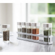 Spice rack with 6 Bottles, TOWER, Yamazaki, White / Clear Spice rack with 6 Bottles, TOWER, Yamazaki, White / Clear