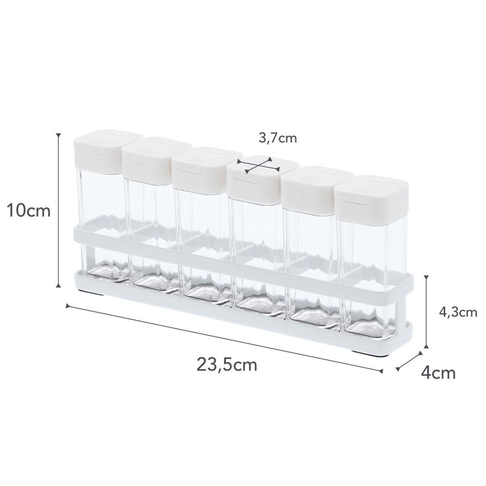Spice rack with 6 Bottles, TOWER, Yamazaki, White / Clear in the group Storage / Kitchen storage / Kitchen cabinet organizers / Spice racks at SmartaSaker.se (41610)