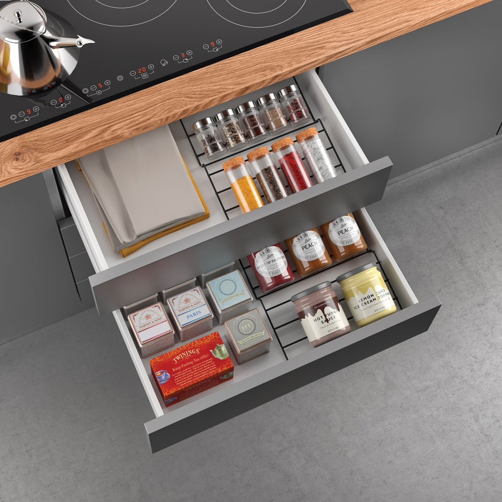 Drawer Insert, in metal, LAVA X-PAND, 26~51 x 47 x H 3 cm, Black in the group Storage / Kitchen storage / Kitchen cabinet organizers / Spice racks at SmartaSaker.se (41611)
