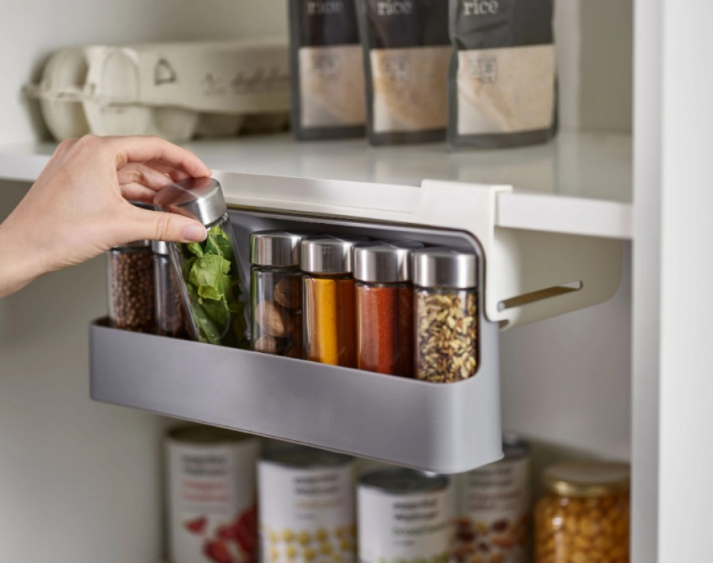 Spice Rack, Under Shelf, CUPBOARD STORE, 2 x 13,5 x H 9,3 cm, Joseph Joseph, Grey in the group Storage / Kitchen storage / Kitchen cabinet organizers / Spice racks at SmartaSaker.se (41613)