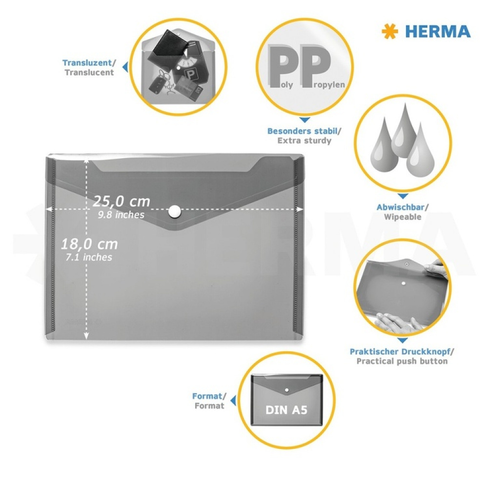 Envelope Folder A5, HERMA ENVELOPE, 25 x 18 cm in the group Storage / Office supplies at SmartaSaker.se (41619)