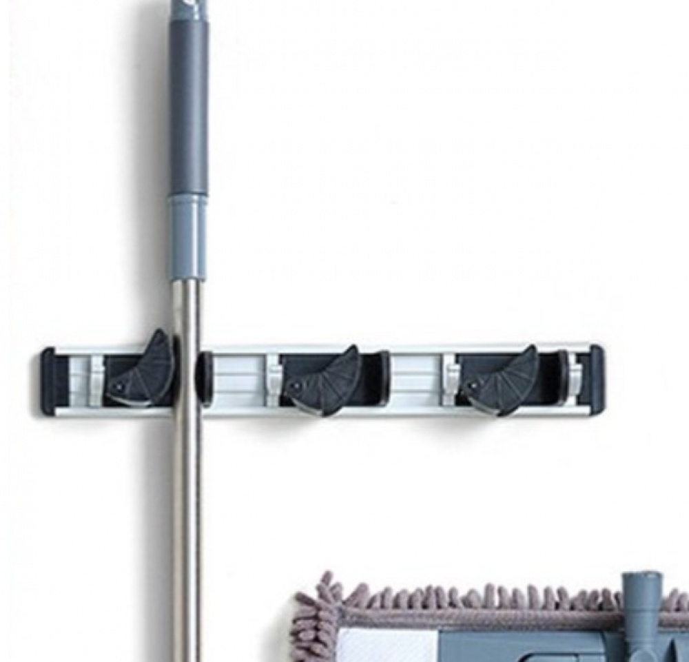 Tool Bar with 3 Rubber Grips, MOP HOLDER, 40 cm, Aluminium / Black in the group Storage / Storage room and garage / Utensil holders at SmartaSaker.se (41623)