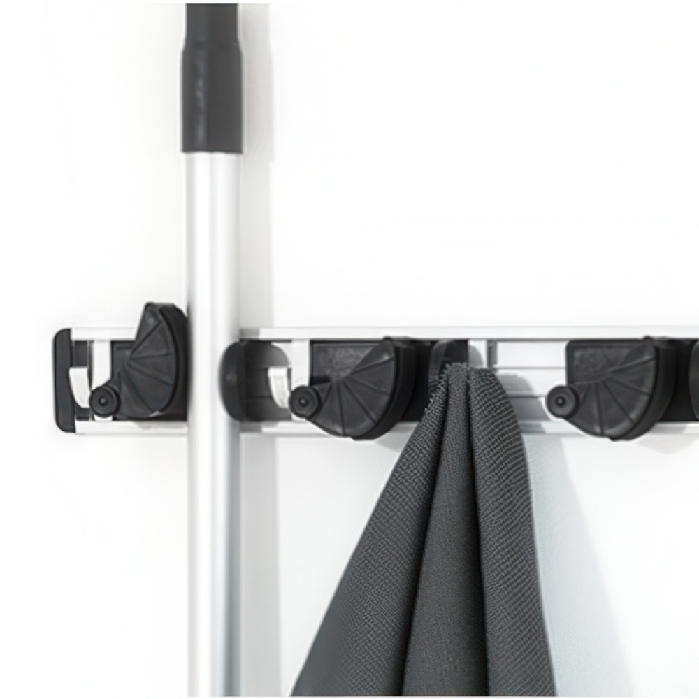 Tool Bar with 3 Rubber Grips, MOP HOLDER, 40 cm, Aluminium / Black in the group Storage / Storage room and garage / Utensil holders at SmartaSaker.se (41623)