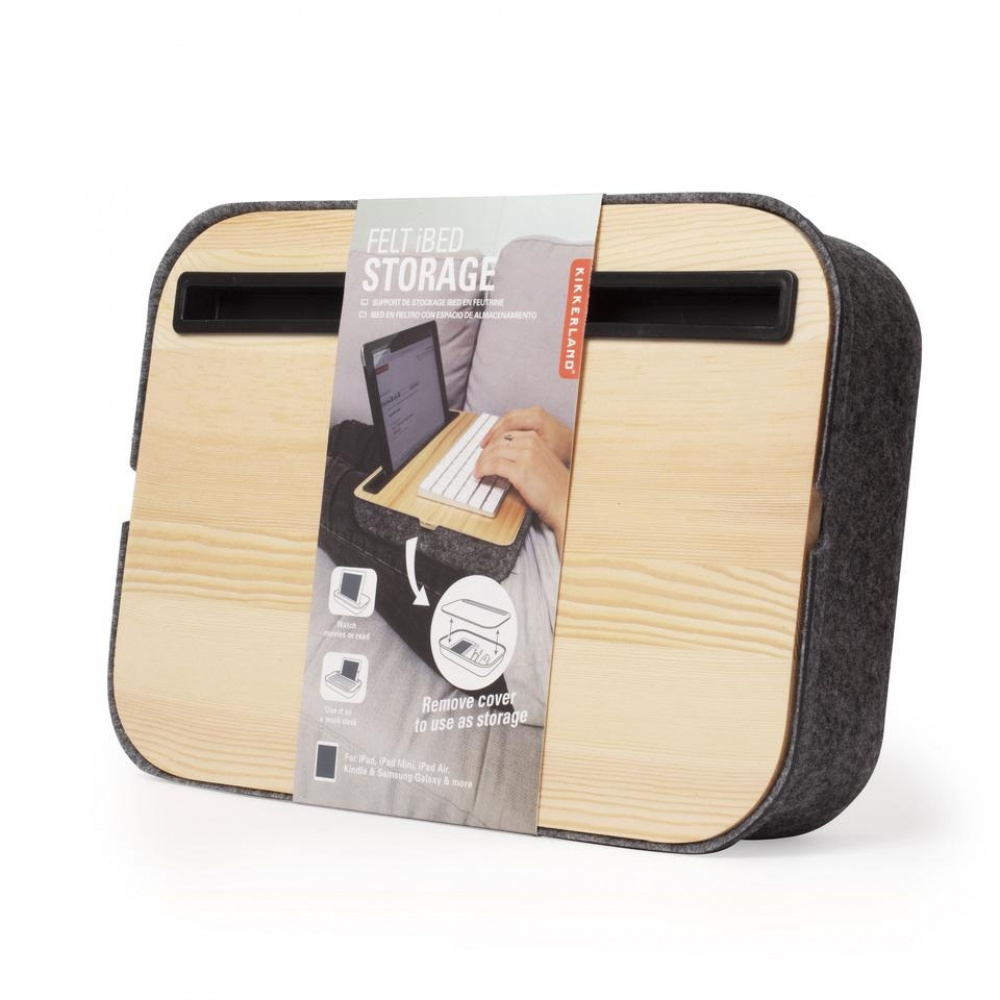 Laptop Tray with storage, KIKKERLAND LAP DESK STORAGE,36 x 24,5 x H 8 cm, Nature / Grey in the group Storage / Office supplies at SmartaSaker.se (41638)
