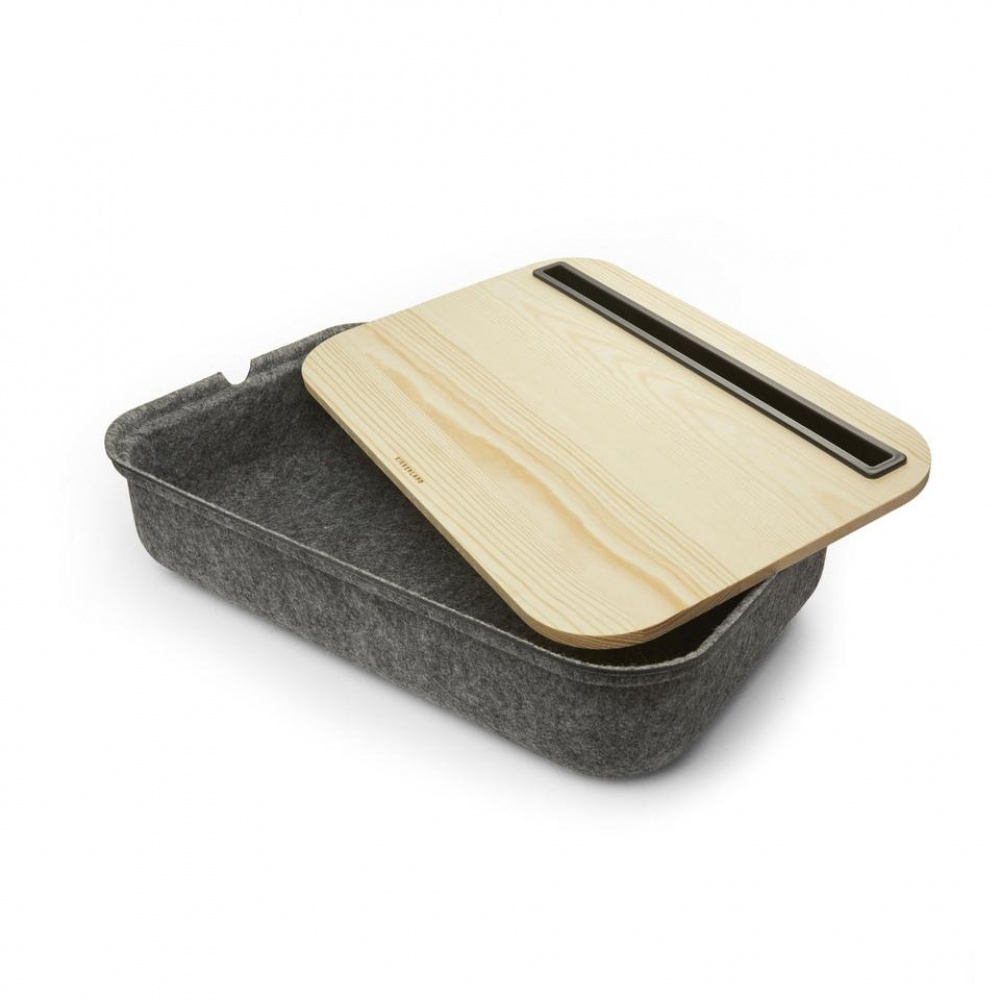 Laptop Tray with storage, KIKKERLAND LAP DESK STORAGE,36 x 24,5 x H 8 cm, Nature / Grey in the group Storage / Office supplies at SmartaSaker.se (41638)